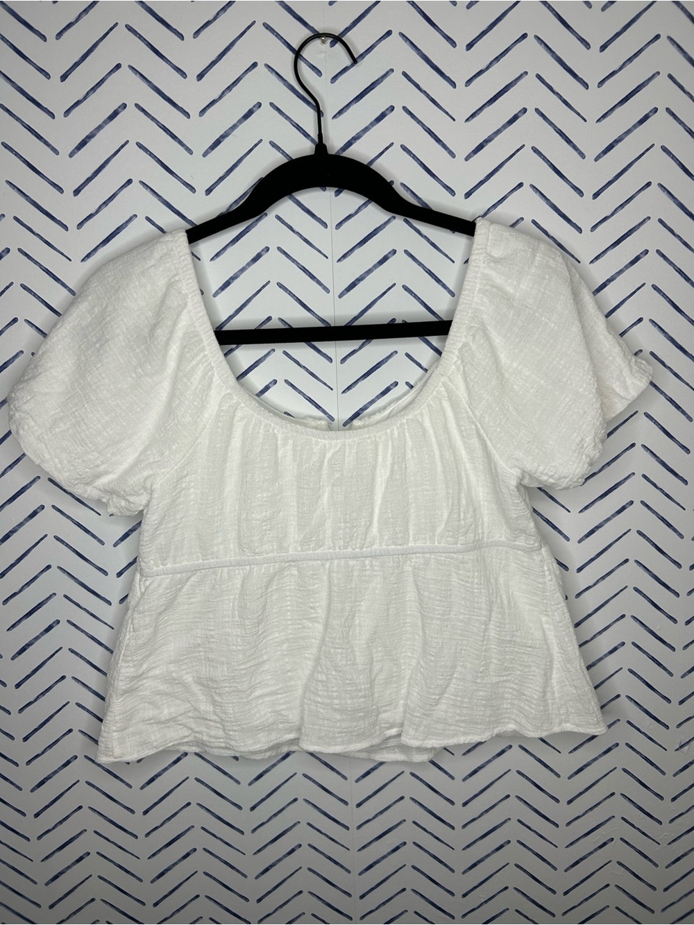 Kirious Los Angeles White Gauze Baby Doll Top Puff Sleeves Small - Picture 3 of 3